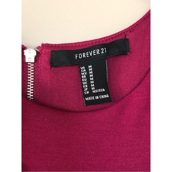 🆕 FOREVER 21 Dark Fuchsia Fitted Mini Dress - Picture 4 of 4